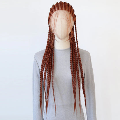 Black Braided Wigs Synthetic Full Lace Wig Glueless Full Lace Synthetic Wig Heat Resistant Fiber Wig for Women Daily Wear
