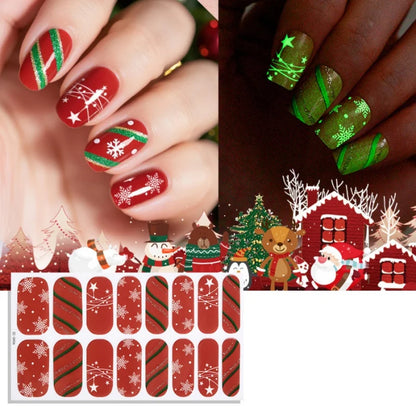 16pcs/pack Christmas Nail Art Stickers Red Gold Simple Disposable Nail Polish Film Nail Stickers Party Nail Decoration Stickers