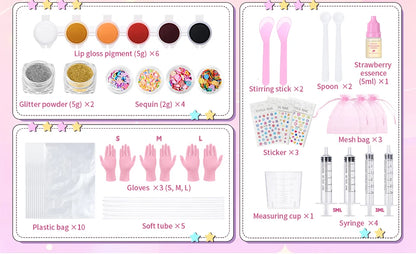 Lip Gloss Base Set for Kids Gifts Lip Gloss Making Kit Diy Lip Gloss Kit Moisturizing Nourish Lip Gloss Pack Set Cosmetics