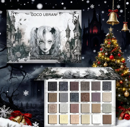 24-Color Dark Elf Eyeshadow Palette Gothic Vampire Style High-Pigment Shimmer/Glitter Eye Makeup Set Perfect Christmas Gift