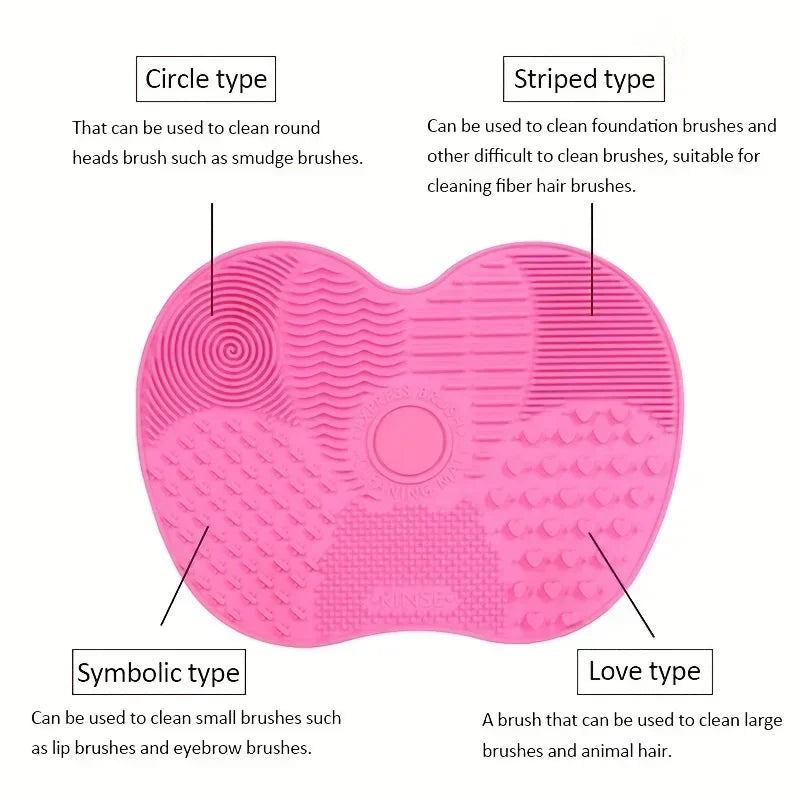 1Pc For Effective Cosmetic Tool Cleaning Makeup Brush Cleaner Silicone Cup Apple-Shaped Pad With Suction