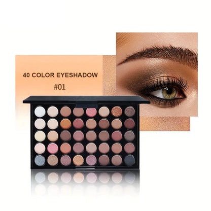 40Colors Glitter Eyeshadow Palette with Free 1Brushes Matte Waterproof Long Lasting Eyeshaow Powder Palette Cosmetics MakeUp Kit