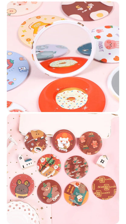 30 Pcs Cartoon Flower Cosmetic Mirror / Sweet Women Makeup Pocket Mini Portable /Nice Party Christmas Gift