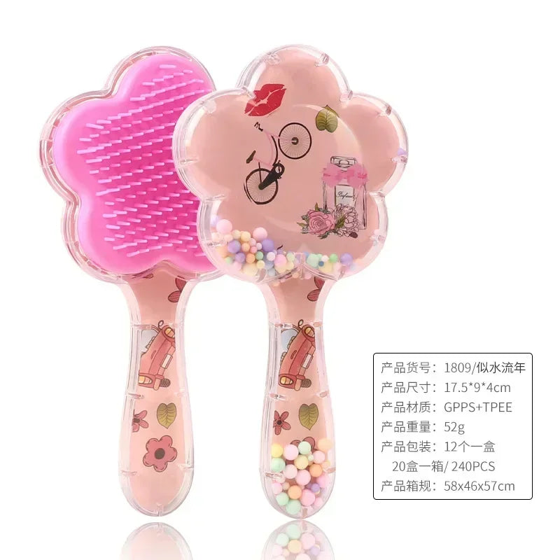 1pc Flower Shape Comb Beauty Makeup Comb with Long Handle for Kids Girls Makeup Hair Brush Children Hairbrush Combs
