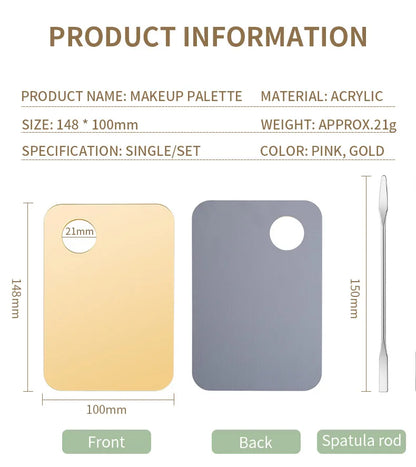 Gold /Pink  Acrylic Palette Mixing Rod Makeup Painting Nail Polish Mixed Tools Set Cream Foundation Eyeshadow Palette