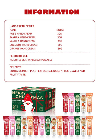 20-piece Hand Cream Gift Box, Light texture with great hydration, suitable for home and travel, wonderful holiday gift