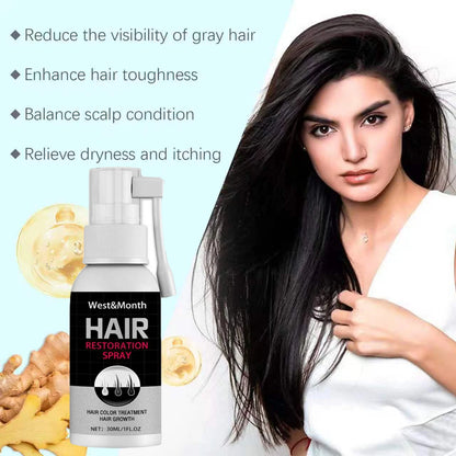 Gray White Hair Treatment Serum Cover White Hair To Black Natural Color Repair Spray Anti Loss Hair Restore Healthy Hairs Care