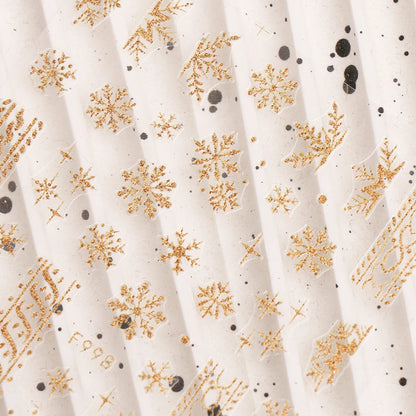 3Pcs 3D Glitter Gold Christmas Nail Stickers, Snowflake Sweater Pattern Letter Decals, Winter Holiday Gift Party Nail Supplies