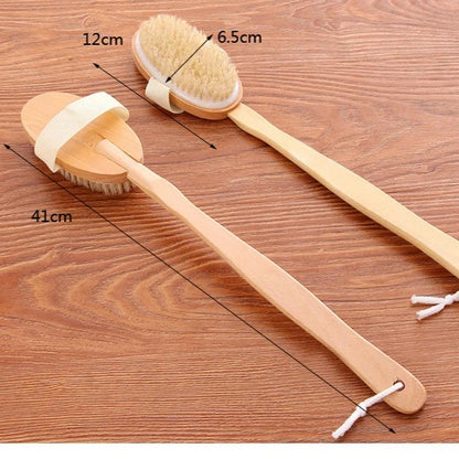 1/2Pc Wooden Detachable Long Handle Shower Body Brush Bathing Massage Back Body Exfoliating Brush Bathroom Wash Brush Bath Tools