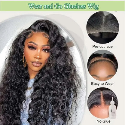 5x5 Glueless Wigs Human Hair Ready To Wear Deep Wave 13x4 13x6 Hd Lace Front Human Hair Wig Transparent Water Wave Curly Wigs