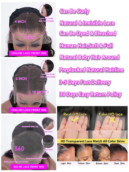 13x4 HD Deep Wave ≥98% Human Hair Wig Pre Plucked Lace Frontal Wig 13x6 360 Curly Transparent Lace Front Wig 4x4 5x5 Lace Wig