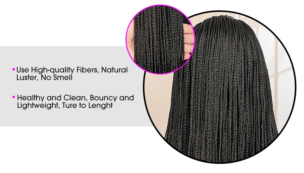 Full Machine Made Braided Wigs with Headband 30 Inches Colored Synthetic Braiding Wigs with Hair Band for Black Women