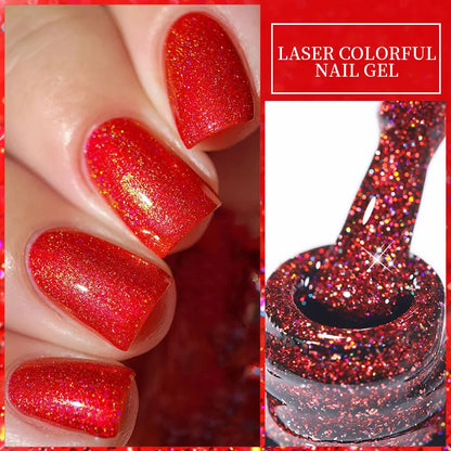 LILYCUTE 7ML Champagne Gold Reflective Glitter Gel Nail Polish Superflash Colorful Sparkling Effect For Manicure Nail Art UV Gel