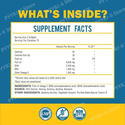 Omega 3 Fish Oil Softgels High Potency EPA DHA Daily Supplement for Adults Supports Joint Immune Health 150 Softgels Non GMO