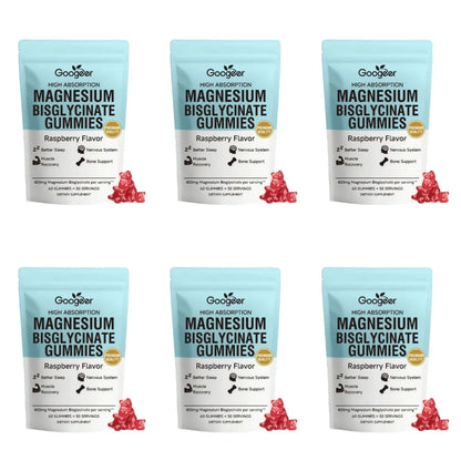 Magnesium Bisglycinate Gummies400mg Raspberry Flavor Supports Bone Health& Muscle Function Dietary Supplement for Adults60 Count