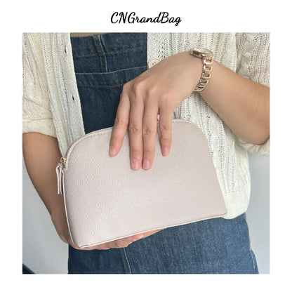 Customized Letters PU Leather Cosmetic Storage Bag Classic Simple Atmosphere Solid Color Make Up Bag Advanced Zipper Wash Bag