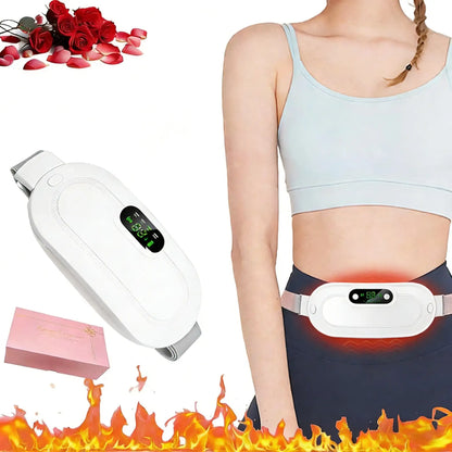 1Pc 3 Heat Levels 4 Massage Modes Menstrual Heating Pad, Cordless Rechargeable Electric Waist Massager, Portable Warm Belly Belt For Women Period Pain Relief