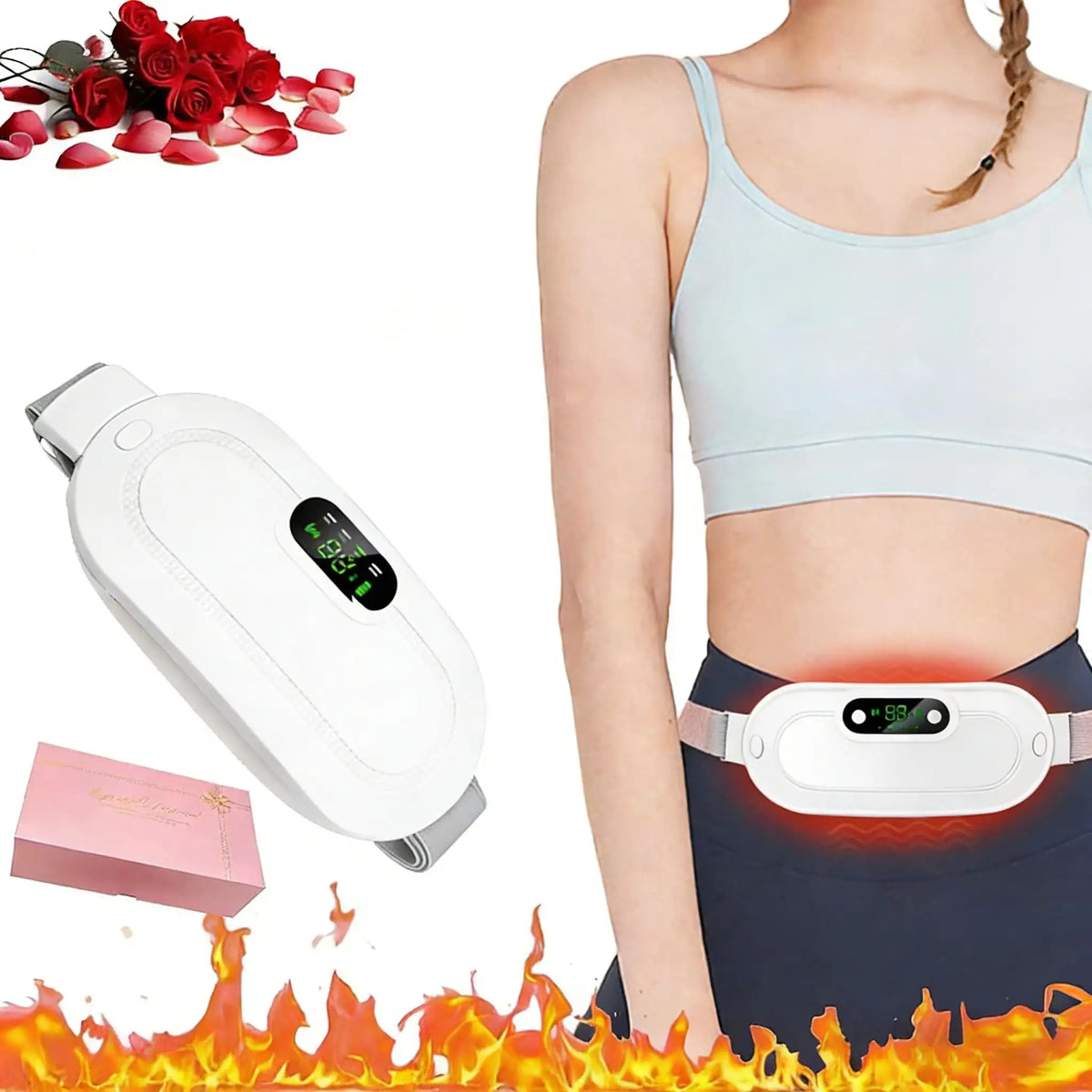 1Pc 3 Heat Levels 4 Massage Modes Menstrual Heating Pad, Cordless Rechargeable Electric Waist Massager, Portable Warm Belly Belt For Women Period Pain Relief