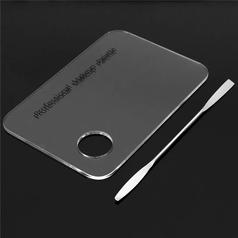 Acrylic Transparent Makeup Palette  Watercolor Oil Painting Mixer with Stainless Spatula Cosmetics Tools