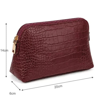 Customized Letters PU Leather Cosmetic Storage Bag Classic Simple Atmosphere Solid Color Make Up Bag Advanced Zipper Wash Bag