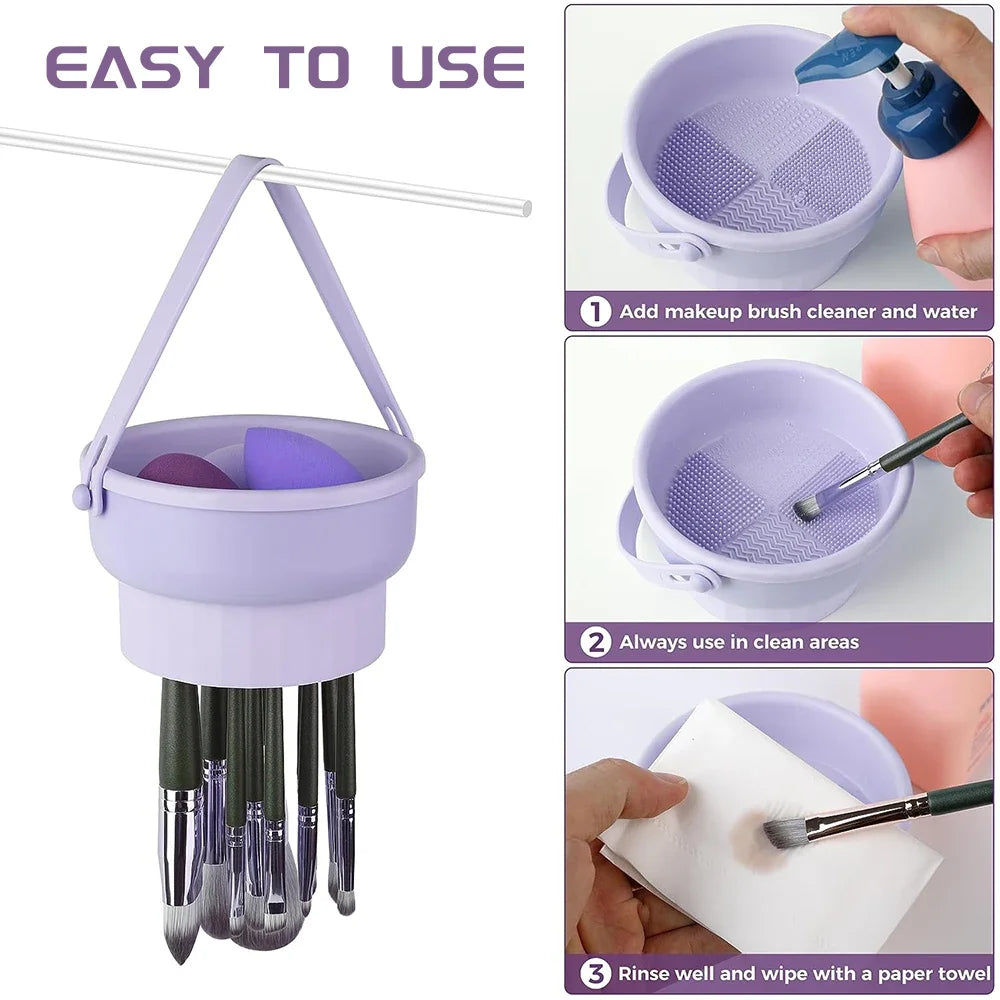 1pc Silicone Makeup Brush Cleaner Mat & Drying Rack Cosmetic Brush Cleaning & Air Dry Tool Beauty Tool Organizer Kit Wholesale