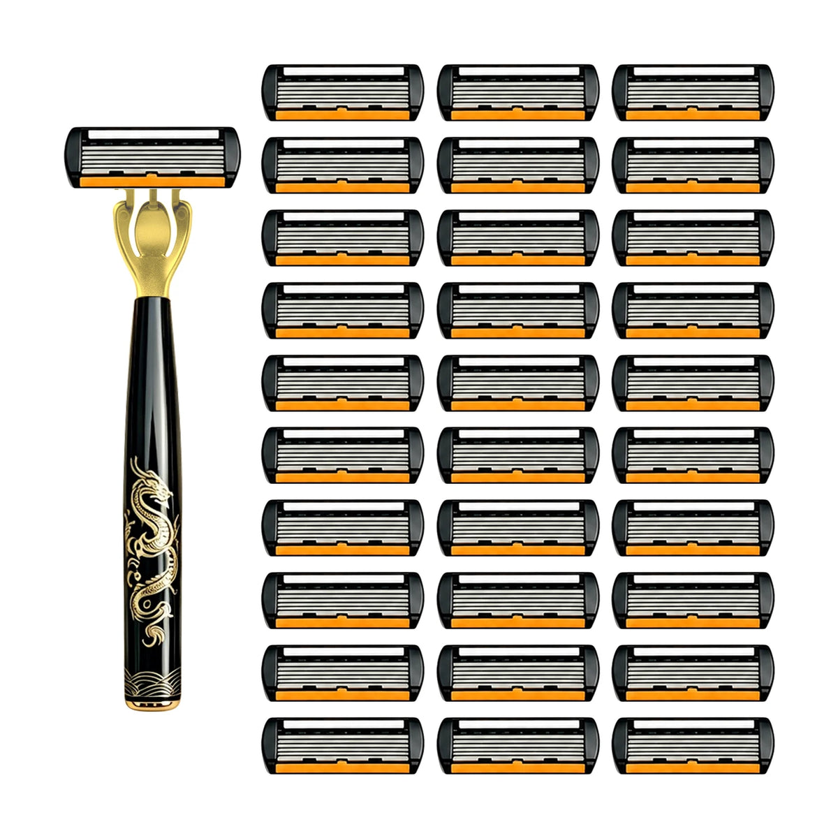 Men's Manual Safety Razor Set, Featuring 6-Layer Stainless Steel Blades and an Aloe vera Lubricating Strip | Perfect as a Gift.