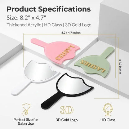 New 1Pcs Precision Makeup Mirror HD Glass Lash Extension Mirror With Handle For Lash Artists & Salon Use