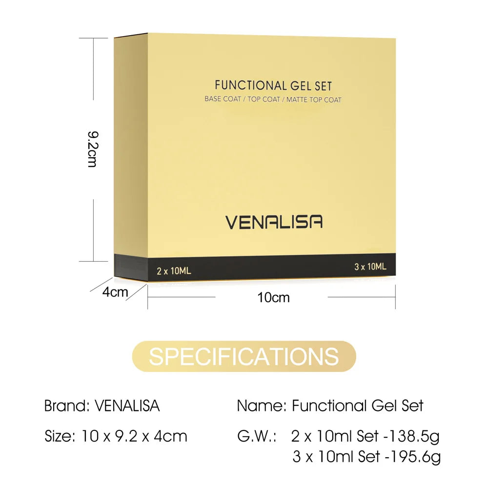 2/3pcs*10ml Venalisa Nail Gel Polish HEMA/TPO FREE Super Quality Ultra Glossy Diamond Top Coat Gel Soak Off UV/LED Base Coat