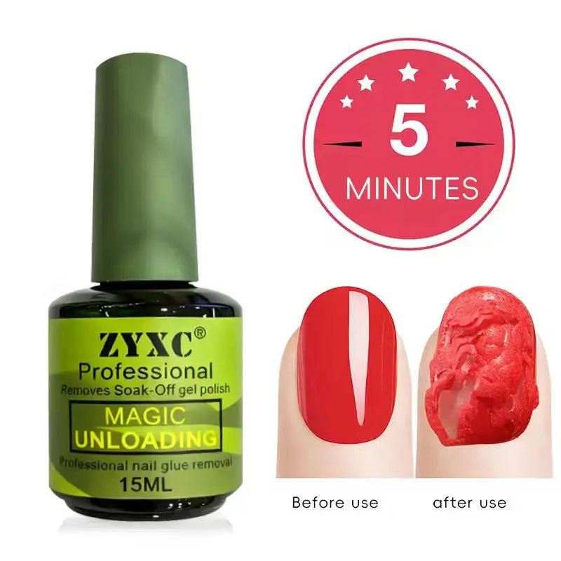 15ml Magic Quick Release Nail Remover, No Need to Soak or Wrap, 2-5 Minutes to Quickly Remove Nail Polish, Gel Remover