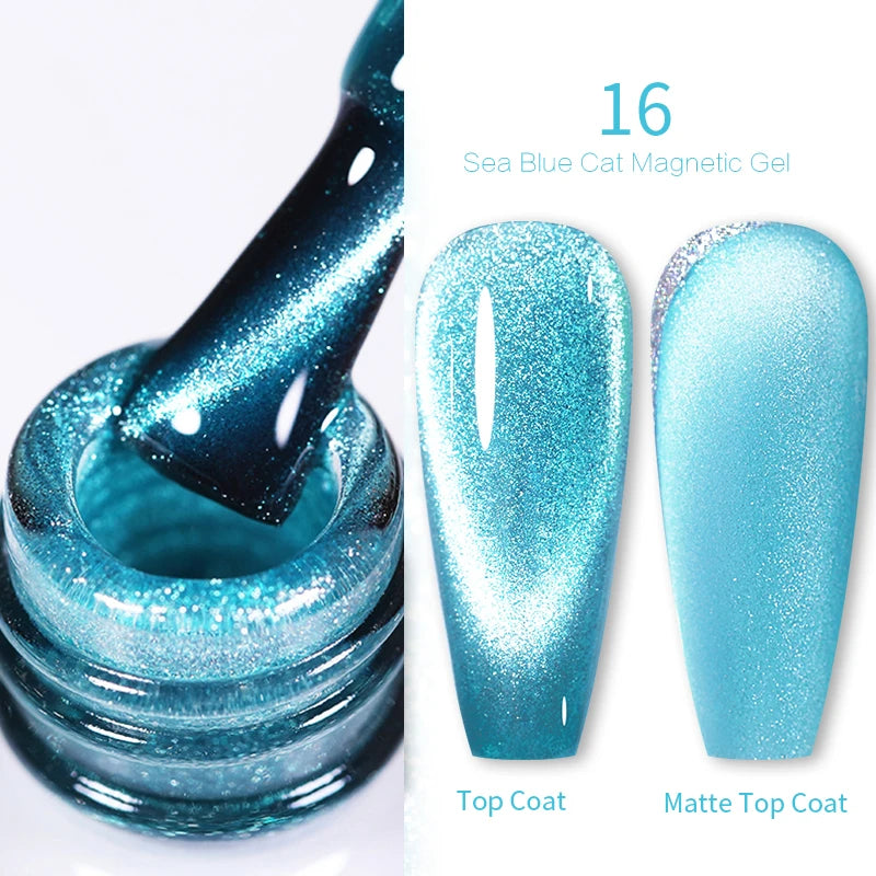 BORN PRETTY 10ml Rainbow Glass Cat Magnetic Nail Gel Polish Sparkling Double Light Reflective Glitter Colorful Laser Varnish