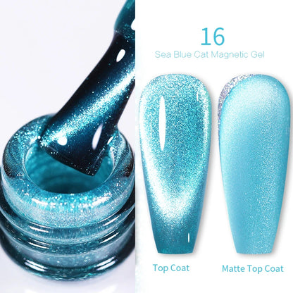 BORN PRETTY 10ml Rainbow Glass Cat Magnetic Nail Gel Polish Sparkling Double Light Reflective Glitter Colorful Laser Varnish