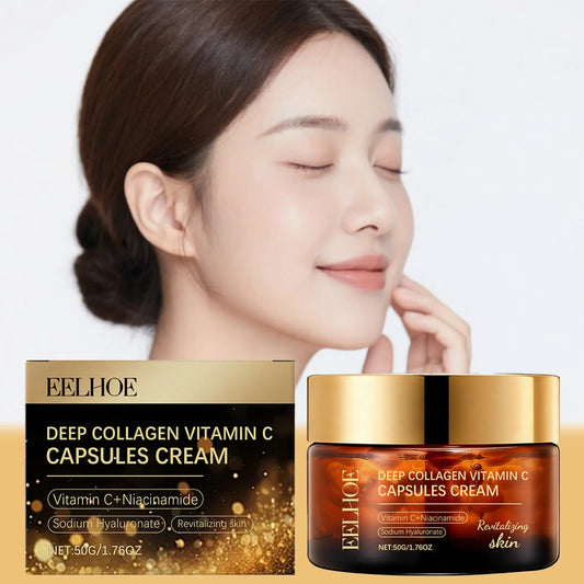 Collagen & Vitamin C Capsule Cream Day Cream & Night Cream Brightening Serum Infused Moisturizer for Glowing Skin Winter Luxury