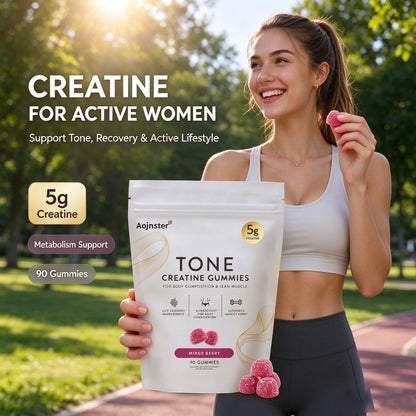 Aojnster Tone Creatine Gummies, for Body Composition & Lean Muscle, Mixed Berry, 5g Creatine, 90 Gummies