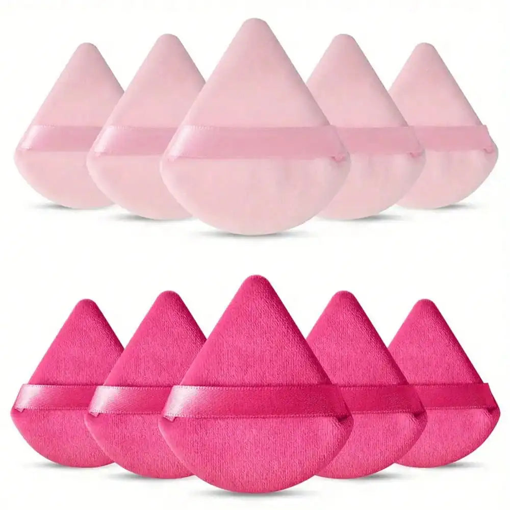 10 Pcs Triangle Velvet Powder Puff Pizza Flours Mini Face Makeup Sponge Cosmetics Washable Lightweight Makeup Tool