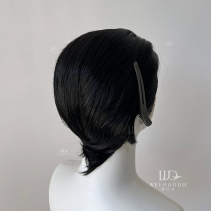 Black Short Hair Wig for Man with A Slicked-back Hairstyle Cosplay 13*4 HD Synthetic Lace Front Wig Short Wigs Frontal Peluca