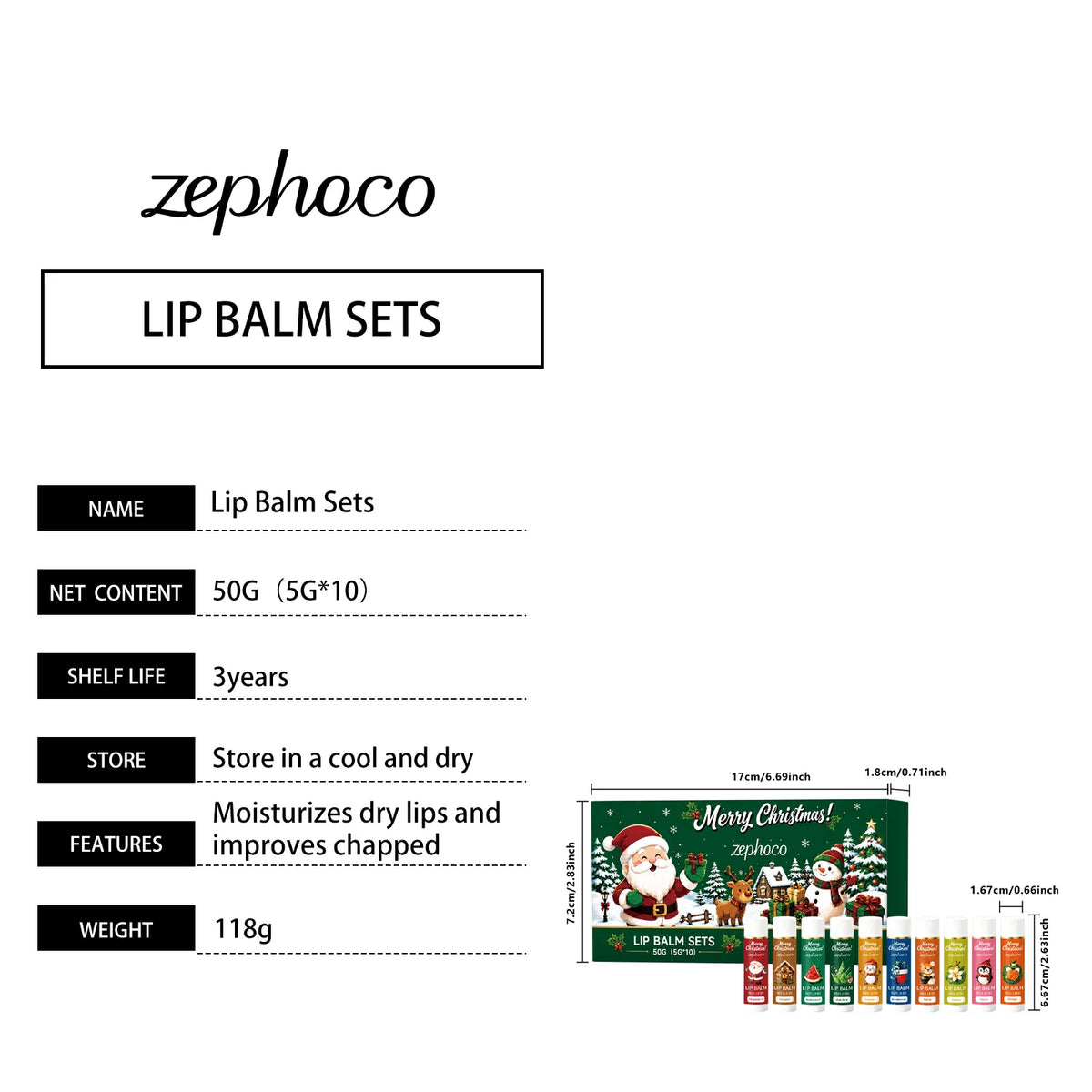 Christmas Lip Balm Set Moisturizing Multi-Flavor Long-Lasting Fruity Lip Care for Dry Cracked Lips Holiday Gift Stocking Stuffer