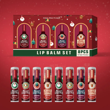 Christmas Lip Balm Set,Festival Gift Box 8-Piece Lipstick Kit, Lip Winter Anti Cracking Moisturizing Brightening Care,Non Sticky