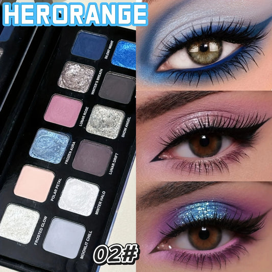 Herorange 12 Color Eyeshadow Palette Fine Texture Rich Pigment Matte Shimmer Glitter Portable with Mirror