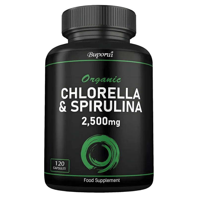 Organic Chlorella & Spirulina 2500mg - Supports Immune Health, Boosts Cellular Energy, Slows Cell Aging, and Aids Detoxification