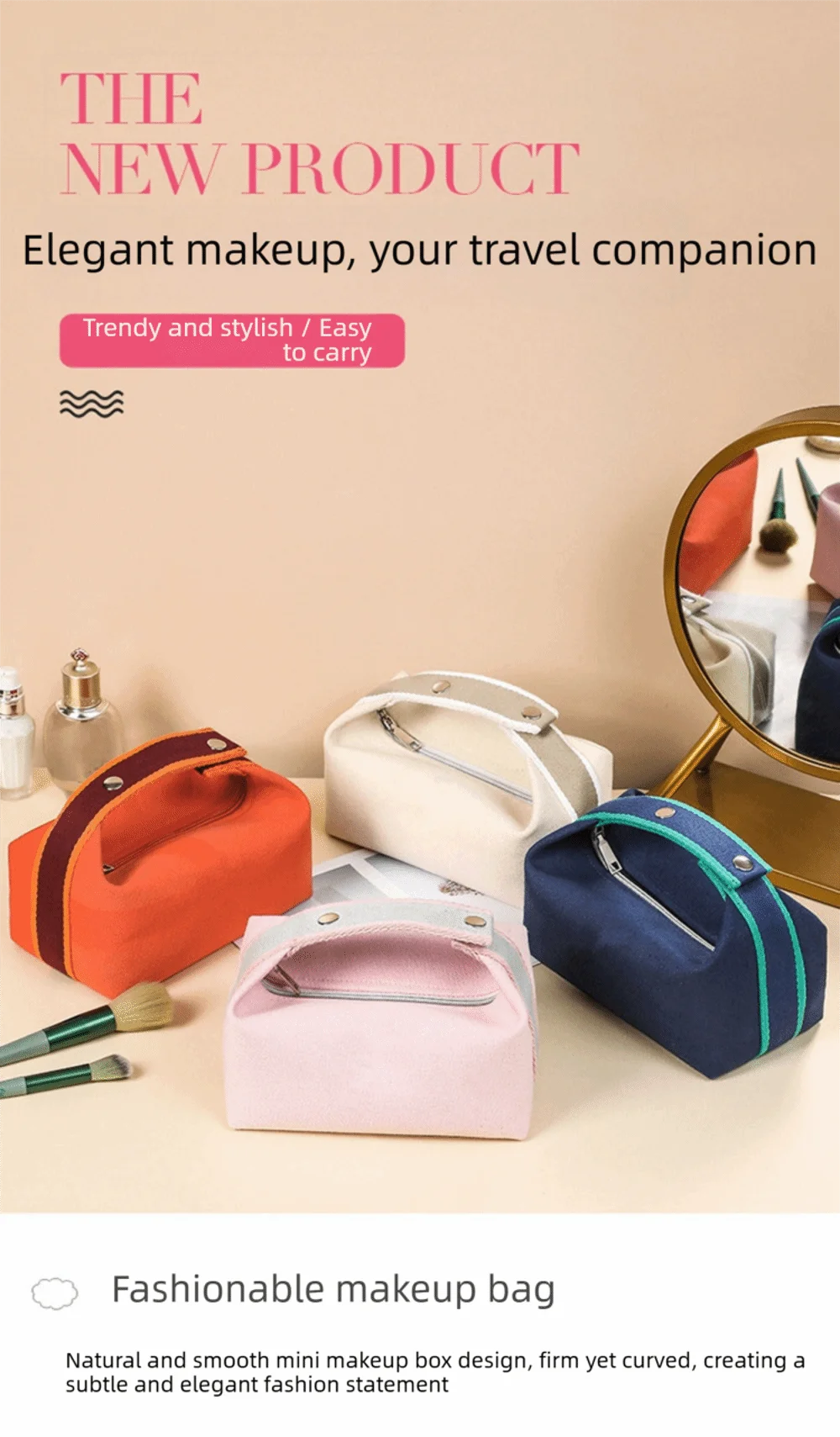 Trendy Large Capacity Cosmetic Storage Bag Portable Handheld Makeup Pouch Canvas Travel Storage Bag Cosmetic Storage
