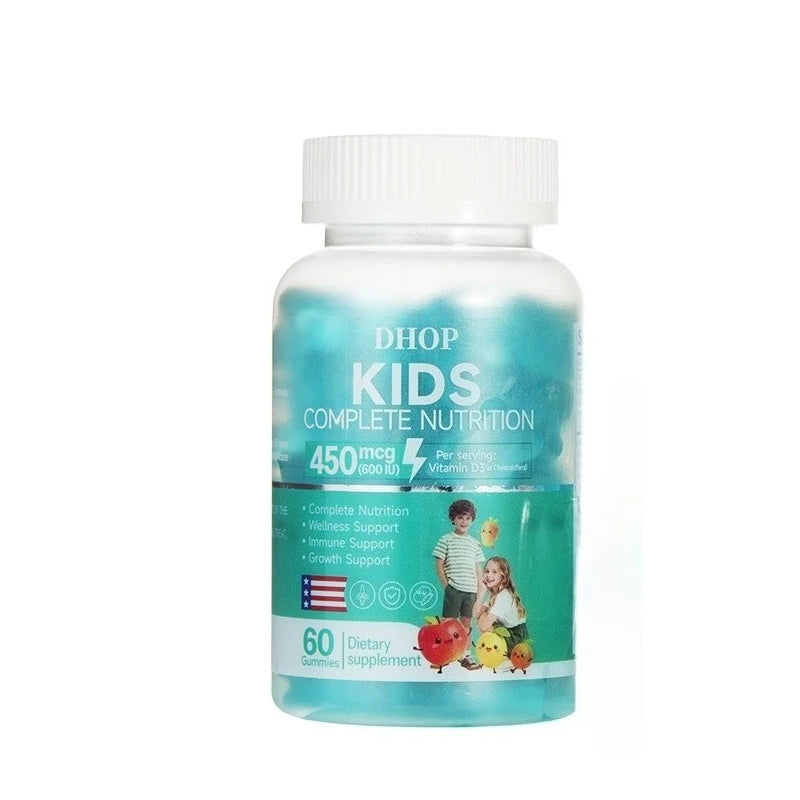 Kids Multivitamin Gummies, Vitamin A C D3 B Complex Zinc Iodine, Support Immune Healthy Growth, Pectin Gluten Free, 60 Gummies