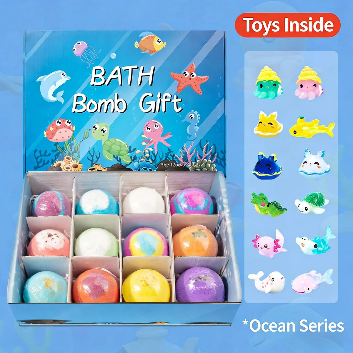 Kids Bath Bombs Toy Surprise Hidden Glow in Dark Toys Natural Organic Bath Fizz Balls Gift Set for Children Holiday Gift Set
