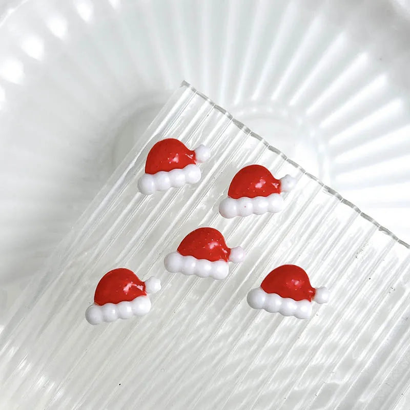 30PCS 3D Cartoon Santa Claus Elk Nail Charms Cute Snowman Dot Christmas Socks Nail Art Decorations for DIY Christmas Style Nails