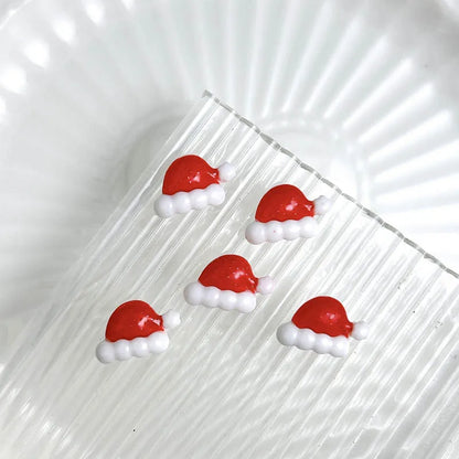 30PCS 3D Cartoon Santa Claus Elk Nail Charms Cute Snowman Dot Christmas Socks Nail Art Decorations for DIY Christmas Style Nails