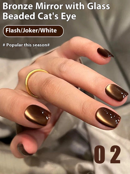 MN 12ML 1-21PCS Hot Selling Red through Half the Sky Cat Eye Nail Polish New Whitening Glass Bead Cat Eye Nail Polish Nail Art