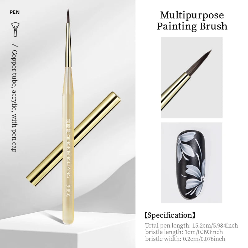 QINGNENGLIANG Nail Art Brush Painting Drawing Pen for Lines Grid Flower Butterfly DIY Multifunctional Manicure Design Tool