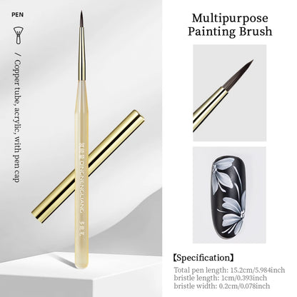 QINGNENGLIANG Nail Art Brush Painting Drawing Pen for Lines Grid Flower Butterfly DIY Multifunctional Manicure Design Tool