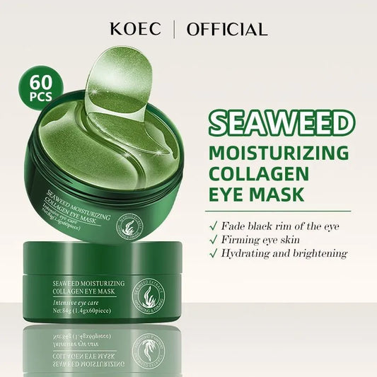 KOEC 60PCs Seaweed Collagen Eye Mask Patch Hydrating Firming Brightening Fade Black Rim Mutiple Seaweed Extract Nicotinamide