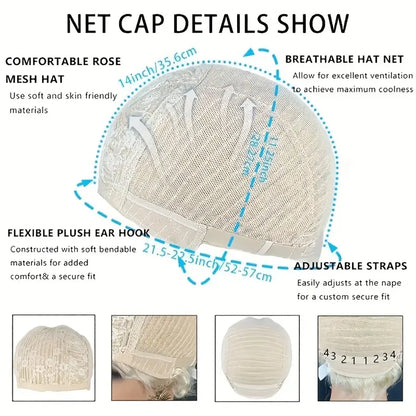 Short Gray Human Hair Wigs for Women with Bangs Layered Pixie Cut Wig Straight Hair with Machine Made Wig Bazilian Remy Hair