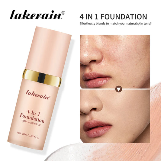 4 In 1 Foundation Long-wearing Moisturizing Waterproof Concealer Even Skin Tone SPF 30 Liquid Hydrating Full Coverage Concealer